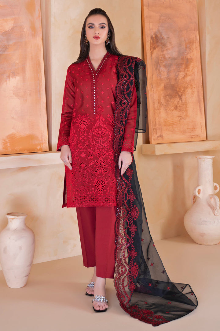 3PC EMBROIDERED LAWN SUIT - RO-82