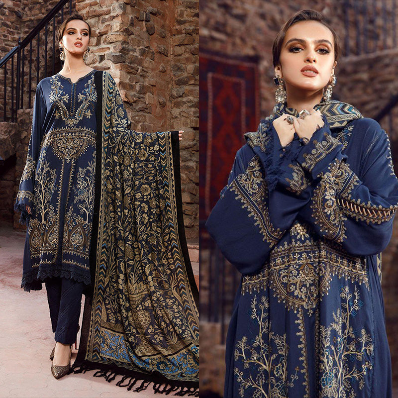 3PC EMBROIDERED DHANAK DRESS RO - 333