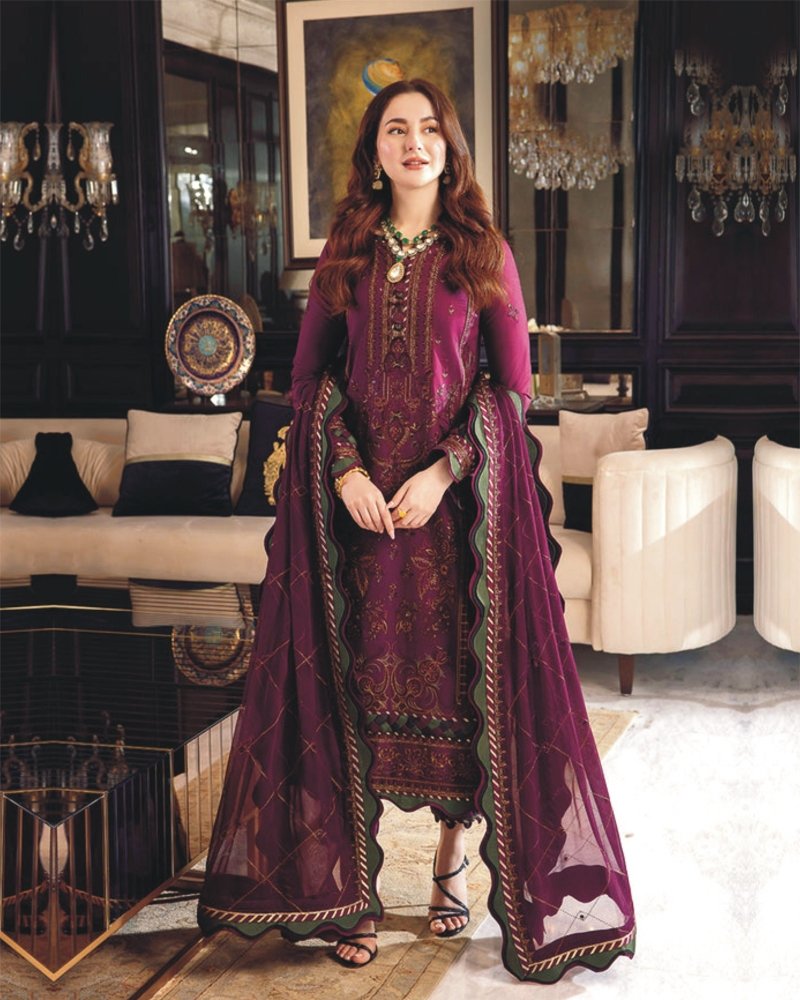 3PC DHANAK EMBROIDERED SUIT RO - 664 - Rangoli Store
