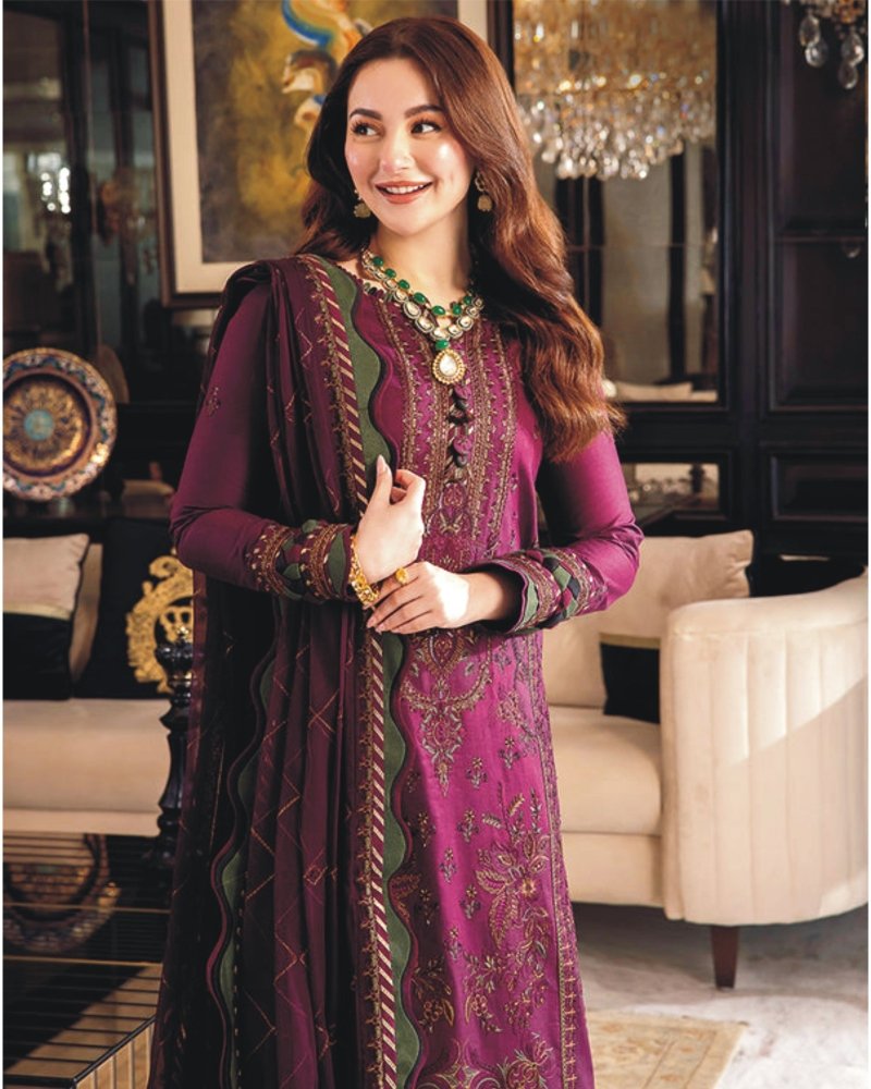 3PC DHANAK EMBROIDERED SUIT RO - 664 - Rangoli Store