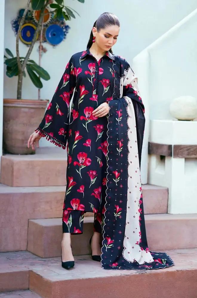 3PC DIGITAL PRINTED KHADDER SUIT - RO - 607 - Rangoli Store