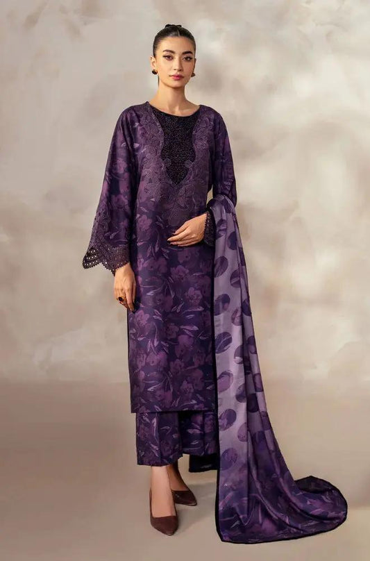 3PC DIGITAL PRINTED KHADDER SUIT WITH PATCHES - RO - 605 - Rangoli Store