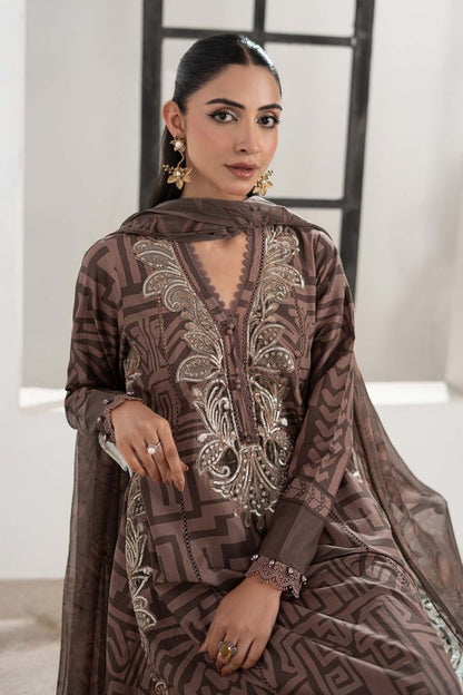 3PC DIGITAL PRINTED SILK SUIT WITH PATCHES - SR - 671 - Rangoli Store