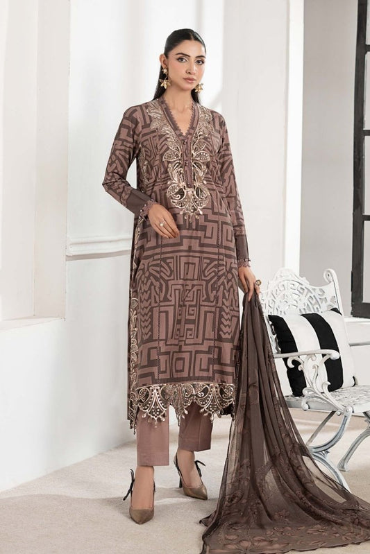 3PC DIGITAL PRINTED SILK SUIT WITH PATCHES - SR - 671 - Rangoli Store