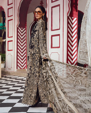 3PC DIGITAL PRINTED SILK SUIT WITH PATCHES - SR - 673 - Rangoli Store