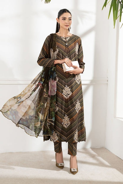 3PC DIGITAL PRINTED SILK SUIT WITH PATCHES - SR - 674 - Rangoli Store