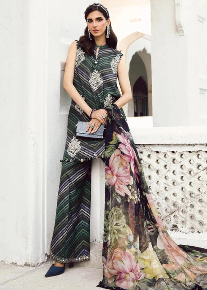 3PC DIGITAL PRINTED SILK SUIT WITH PATCHES - SR - 675 - Rangoli Store