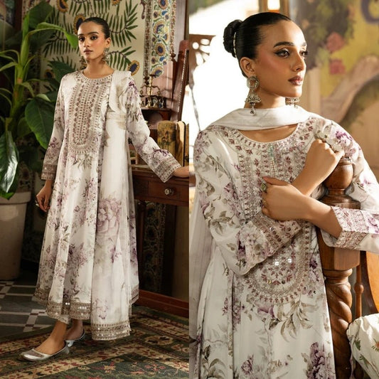 3PC DIGITAL PRINTED SILK SUIT WITH PATCHES - SR - 676 - Rangoli Store