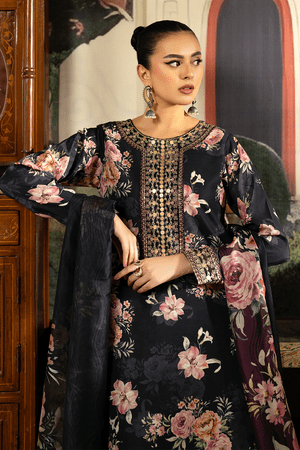 3PC DIGITAL PRINTED SILK SUIT WITH PATCHES - SR - 677 - Rangoli Store