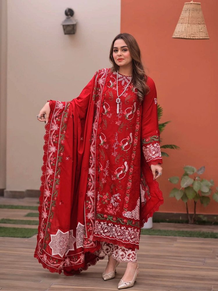 3PC EMBROIDED LAWN SUIT SR - 742 - Rangoli Store