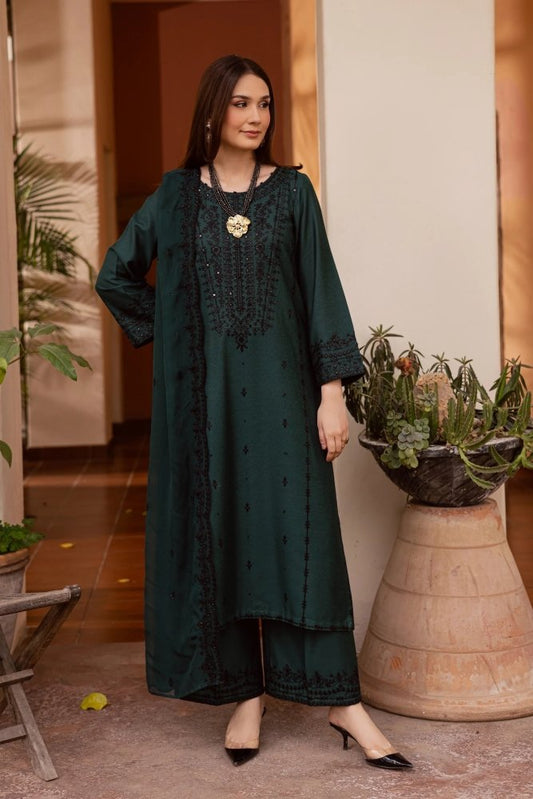 3PC EMBROIDERED DHANAK DRESS BT-3085 - Rangoli Store