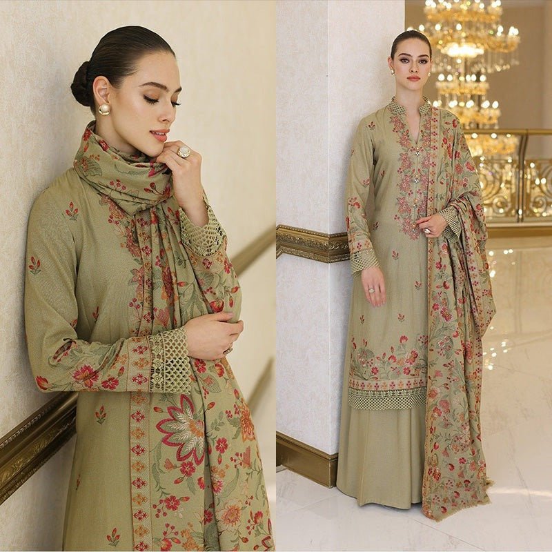 3PC EMBROIDERED DHANAK DRESS RO - 302 - Rangoli Store