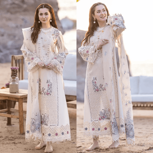 3PC EMBROIDERED DHANAK DRESS RO - 315 - Rangoli Store