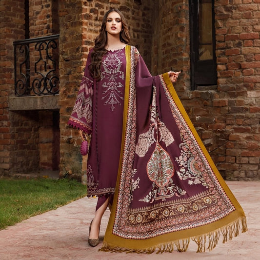 3PC EMBROIDERED DHANAK DRESS RO - 317 - Rangoli Store