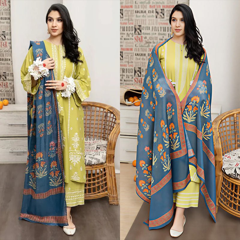 3PC EMBROIDERED DHANAK DRESS RO - 327 - Rangoli Store