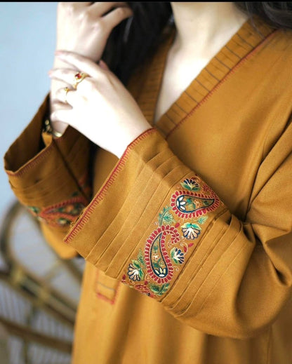 3PC EMBROIDERED DHANAK DRESS RO - 334 - Rangoli Store