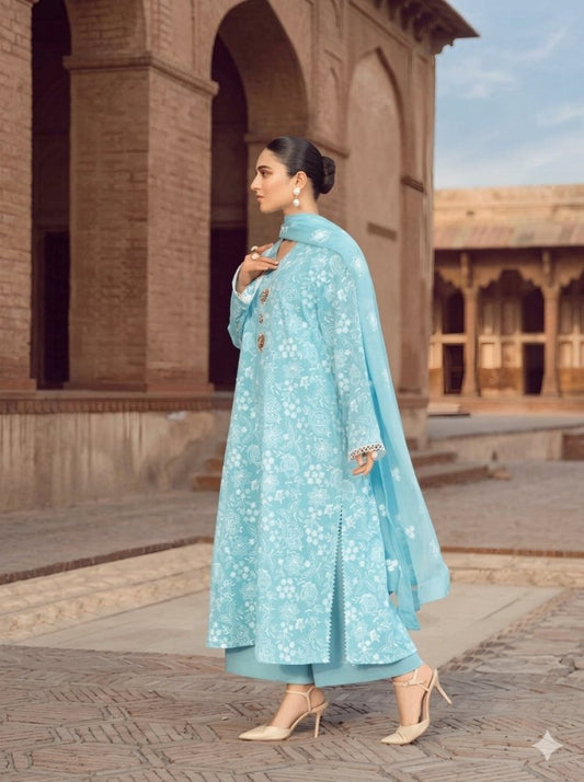3PC EMBROIDERED DHANAK DRESS RO-453 - Rangoli Store
