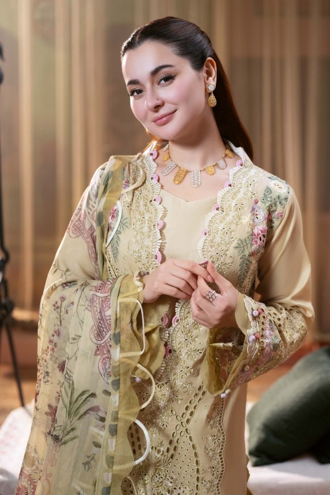 3PC EMBROIDERED DHANAK DRESS RO - 498 - Rangoli Store