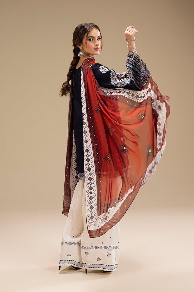 3PC EMBROIDERED DHANAK DRESS RO - 568 - Rangoli Store