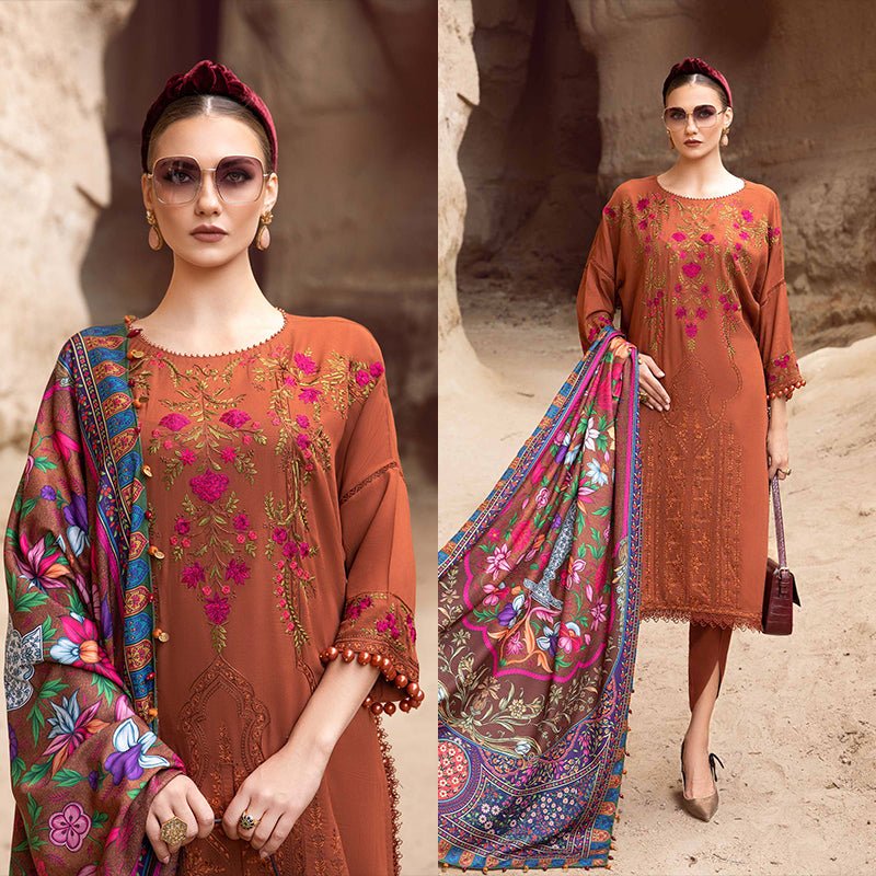 3PC EMBROIDERED DHANAK DRESS RO - 576 - Rangoli Store