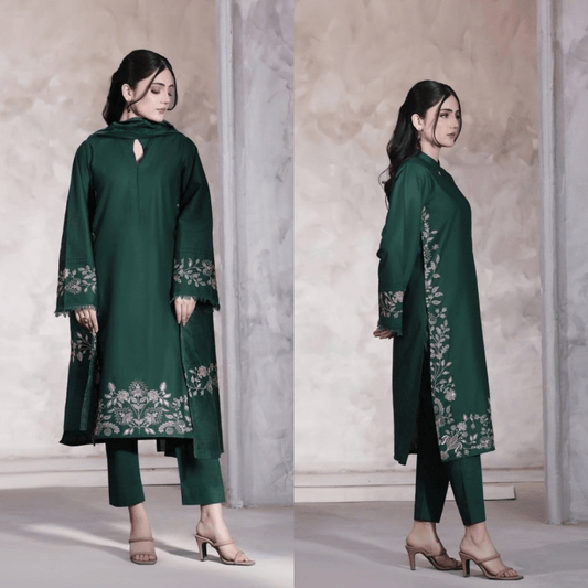 3PC EMBROIDERED DHANAK DRESS RO - 772 - Rangoli Store
