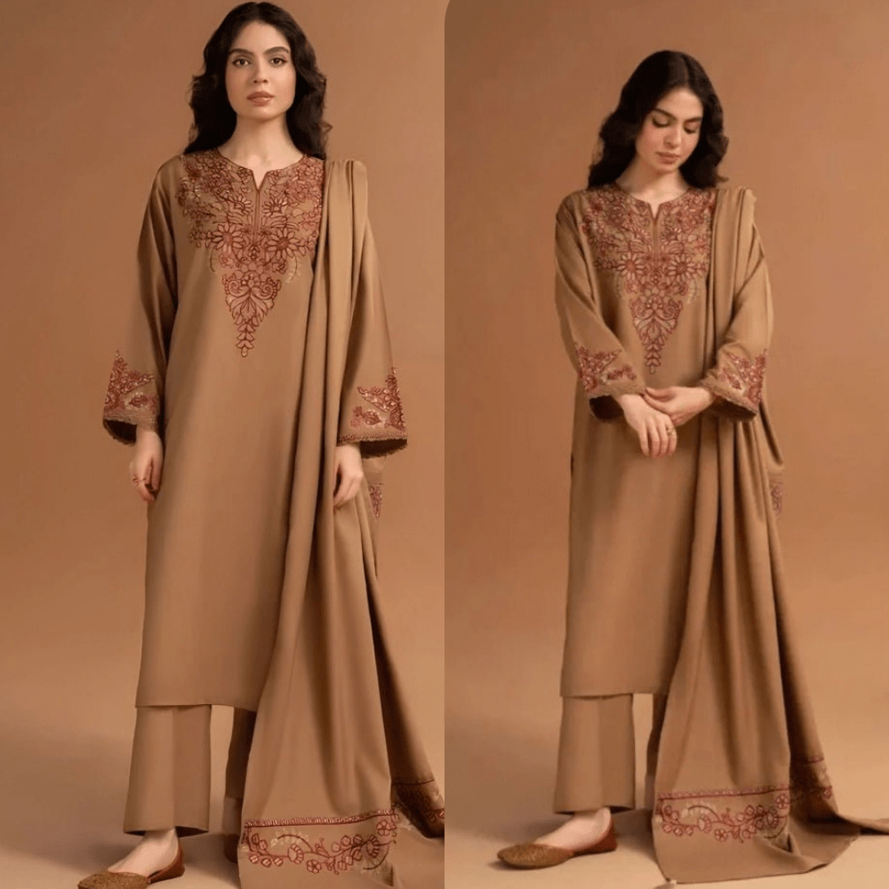 3PC EMBROIDERED DHANAK DRESS RO-780 - Rangoli Store