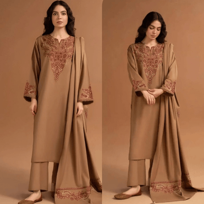 3PC EMBROIDERED DHANAK DRESS RO-780 - Rangoli Store