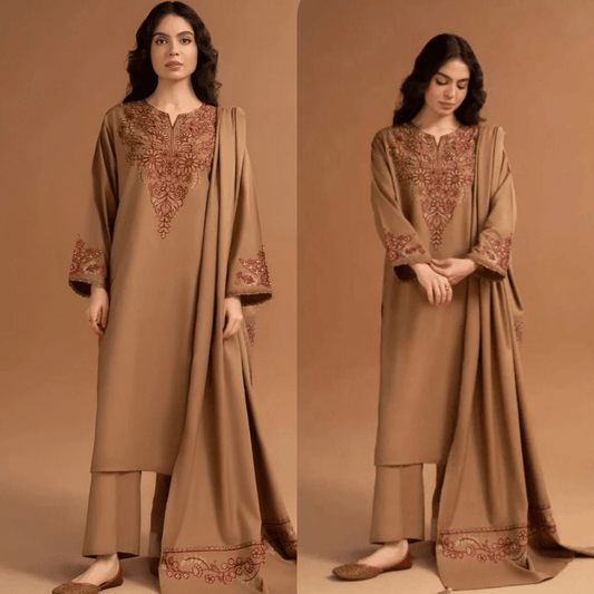 3PC EMBROIDERED DHANAK DRESS RO-780 - Rangoli Store