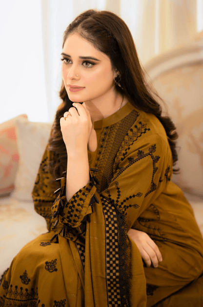 3PC EMBROIDERED DHANAK SUIT - RO - 200 - Rangoli Store