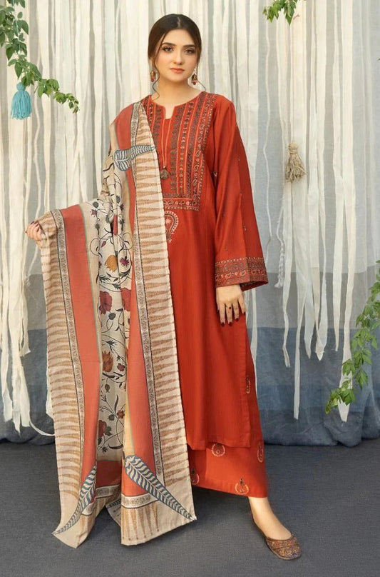 3PC EMBROIDERED DHANAK SUIT - RO-316 - Rangoli Store