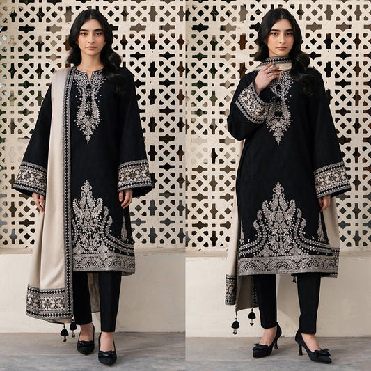 3PC EMBROIDERED DHANAK SUIT RO - 577 - Rangoli Store