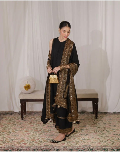 3PC EMBROIDERED DHANAK SUIT - RO - 584 - Rangoli Store