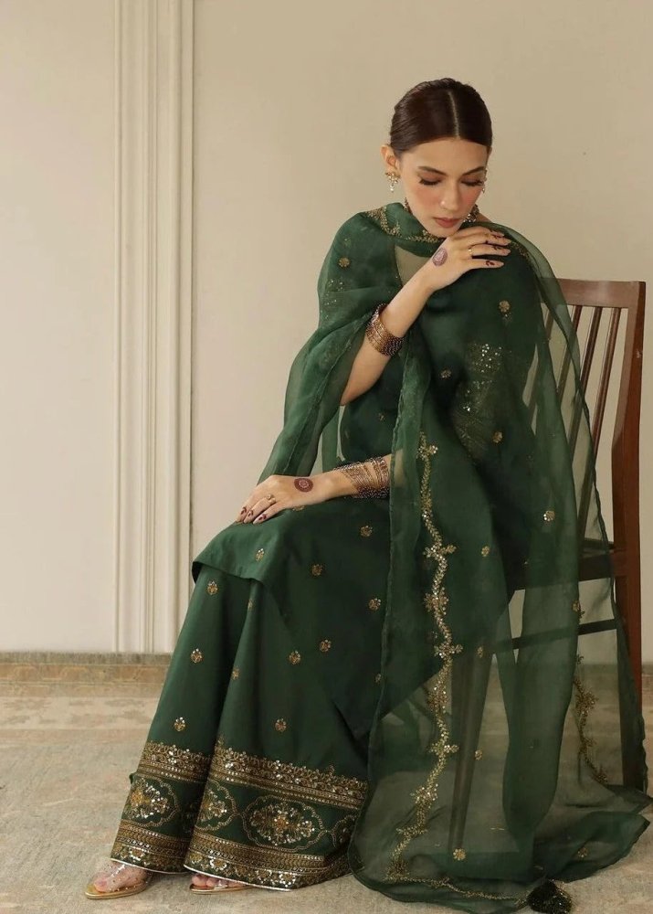 3PC EMBROIDERED DHANAK SUIT - RO - 585 - Rangoli Store