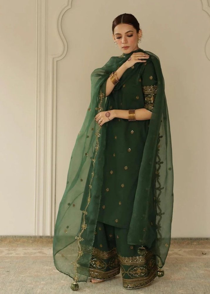 3PC EMBROIDERED DHANAK SUIT - RO - 585 - Rangoli Store