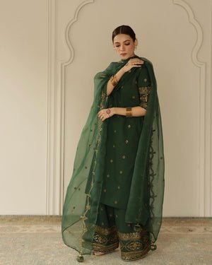 3PC EMBROIDERED DHANAK SUIT - RO - 585 - Rangoli Store