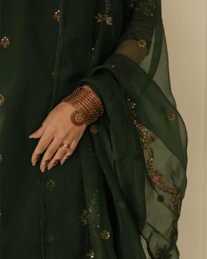 3PC EMBROIDERED DHANAK SUIT - RO - 585 - Rangoli Store