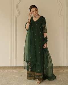 3PC EMBROIDERED DHANAK SUIT - RO - 585 - Rangoli Store