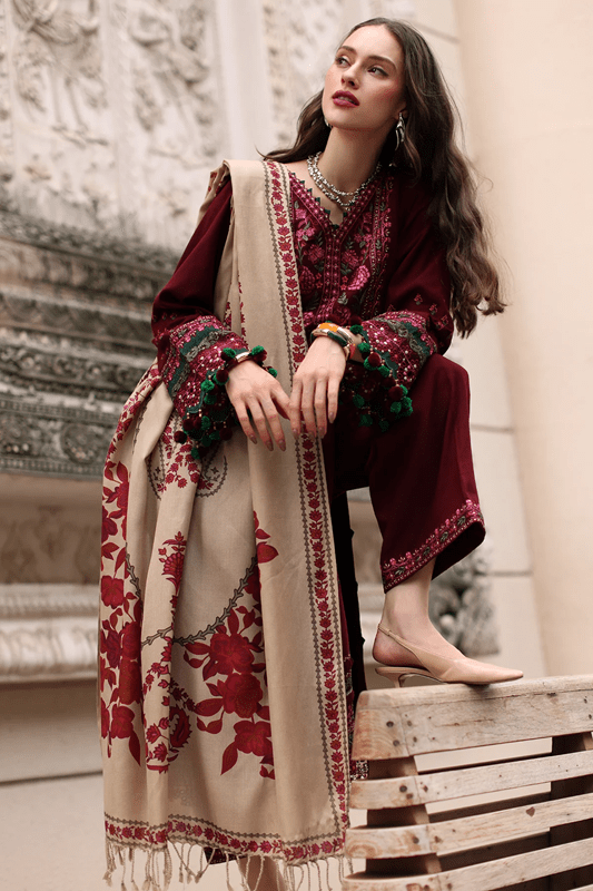 3PC EMBROIDERED DHANAK SUIT - RO-803 - Rangoli Store