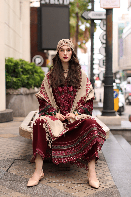 3PC EMBROIDERED DHANAK SUIT - RO-803 - Rangoli Store