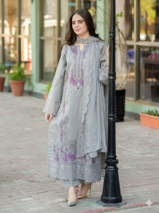 3PC EMBROIDERED KHADDAR SUIT RO-515 - Rangoli Store