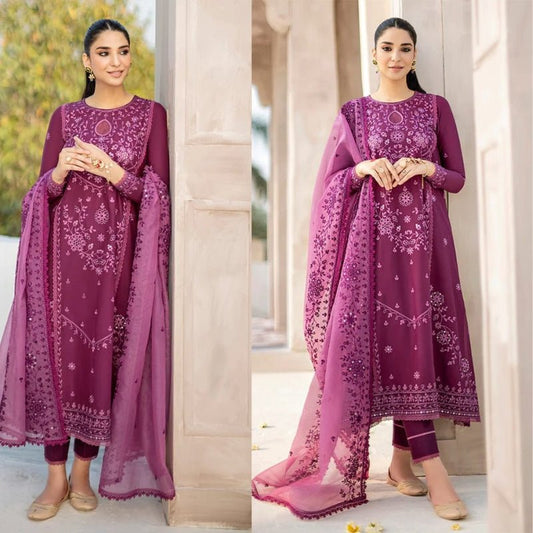 3PC EMBROIDERED LAWN SUIT - SR - 53 - Rangoli Store