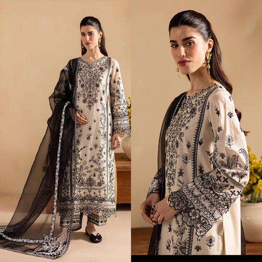 3PC EMBROIDERED LAWN SUIT - SR - 666 - Rangoli Store