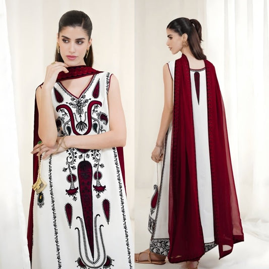 3PC EMBROIDERED LAWN SUIT - SR - 703 - Rangoli Store