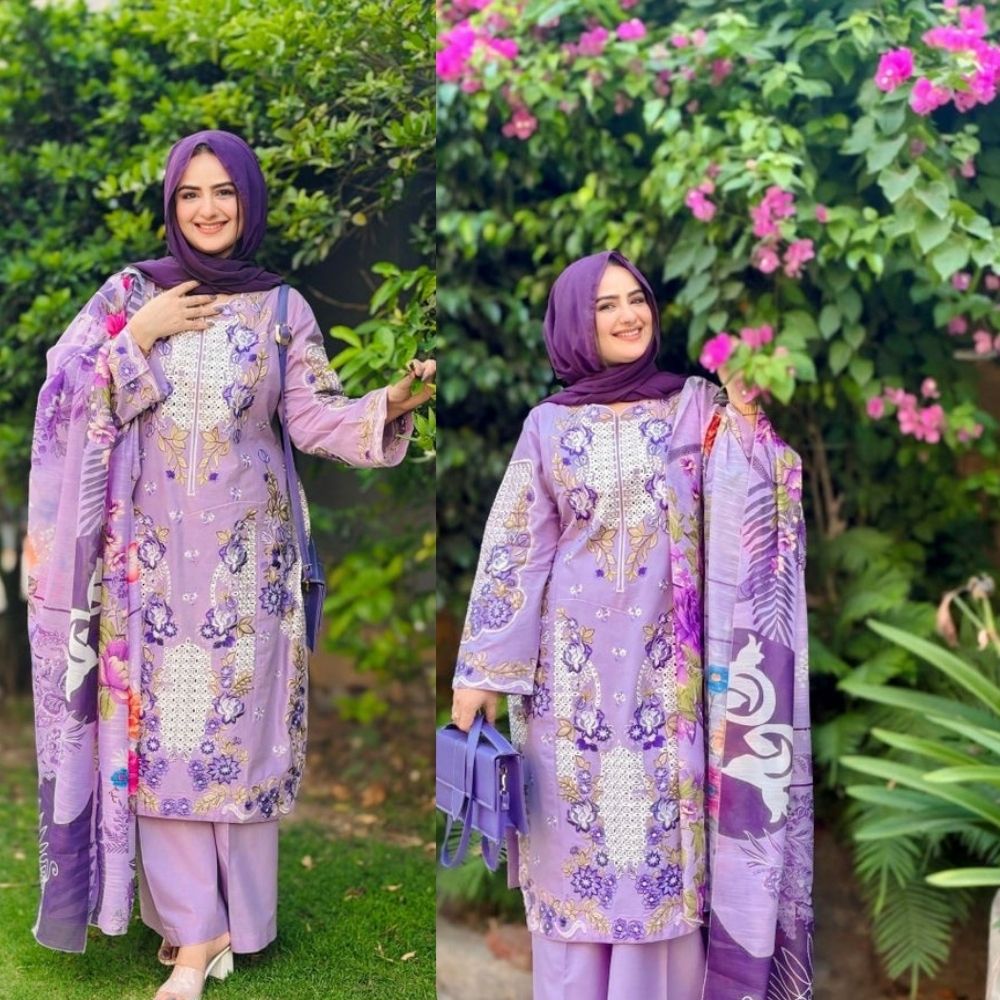 3PC EMBROIDERED LAWN SUIT - SR-722 - Rangoli Store