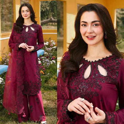 3PC EMBROIDERED LAWN SUIT - SR-736 - Rangoli Store
