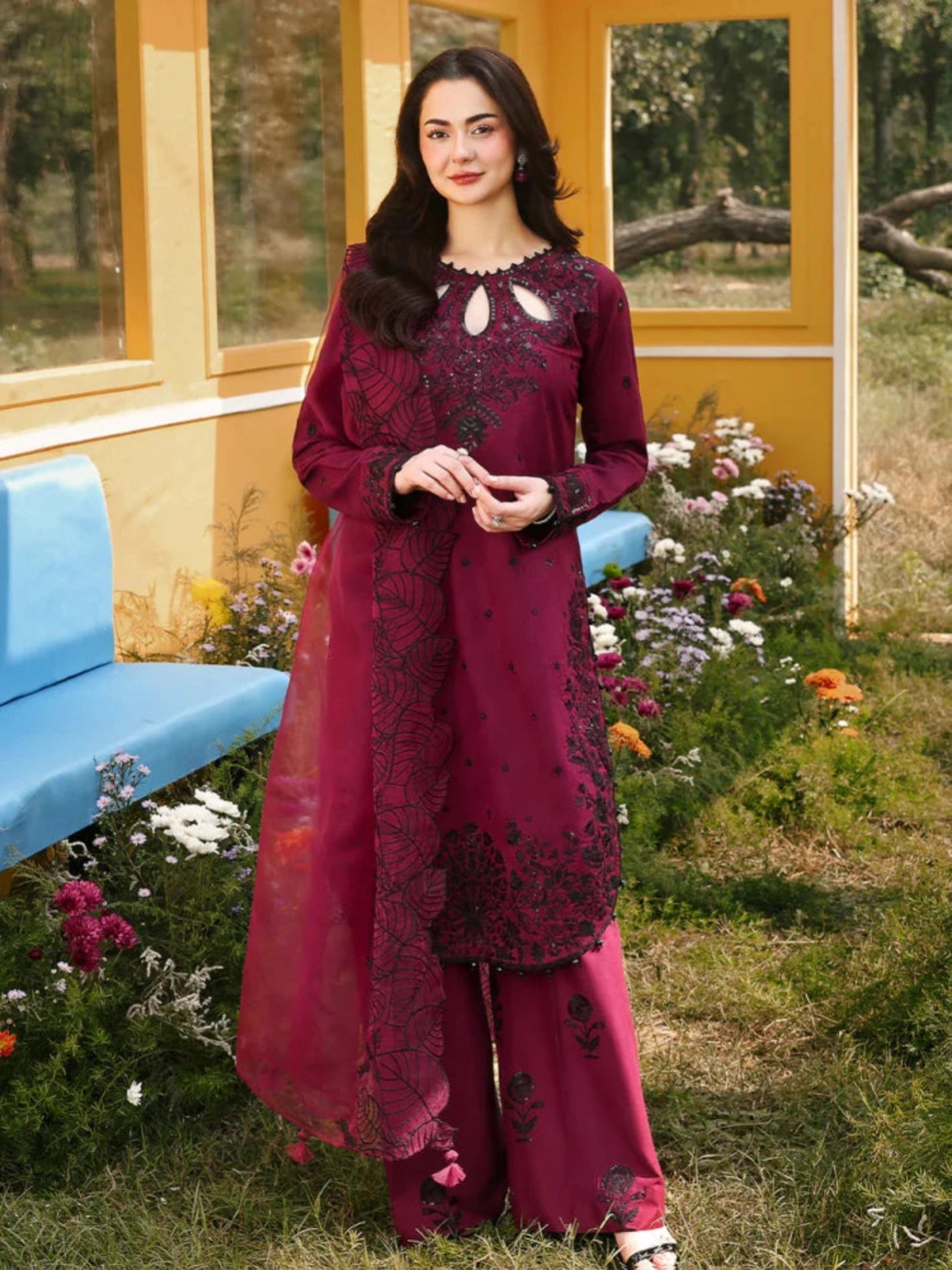 3PC EMBROIDERED LAWN SUIT - SR - 736 - Rangoli Store