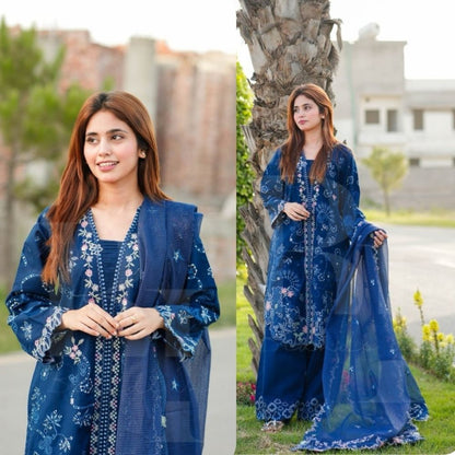3PC EMBROIDERED LAWN SUIT - SR-737 - Rangoli Store