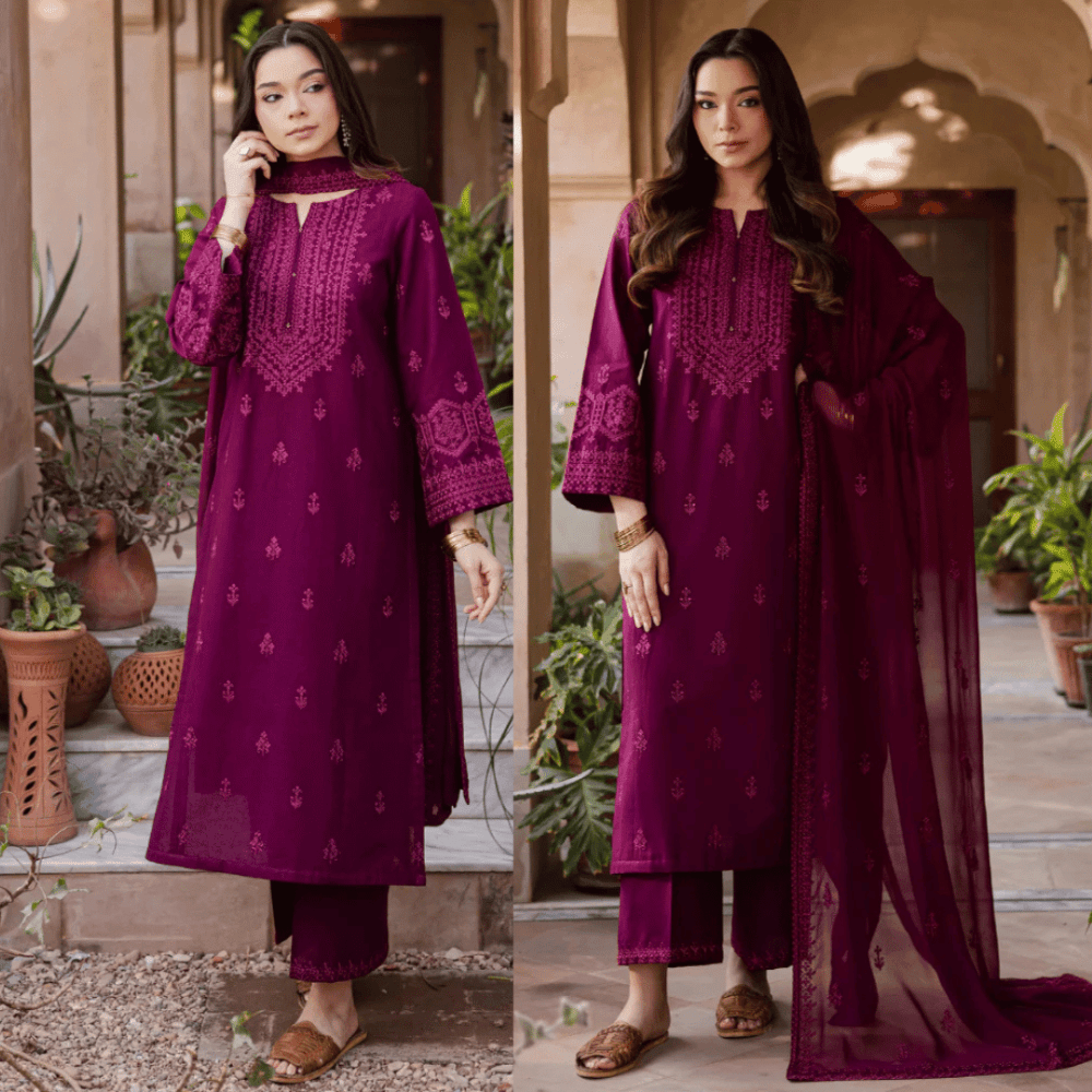 3PC EMBROIDERED LAWN SUIT - SR-758 - Rangoli Store