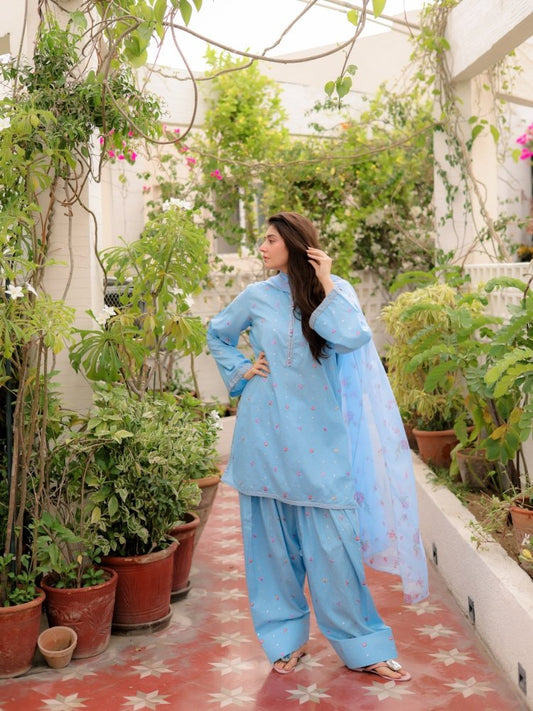 3PC EMBROIDERED LAWN SUIT - SR-768 - Rangoli Store