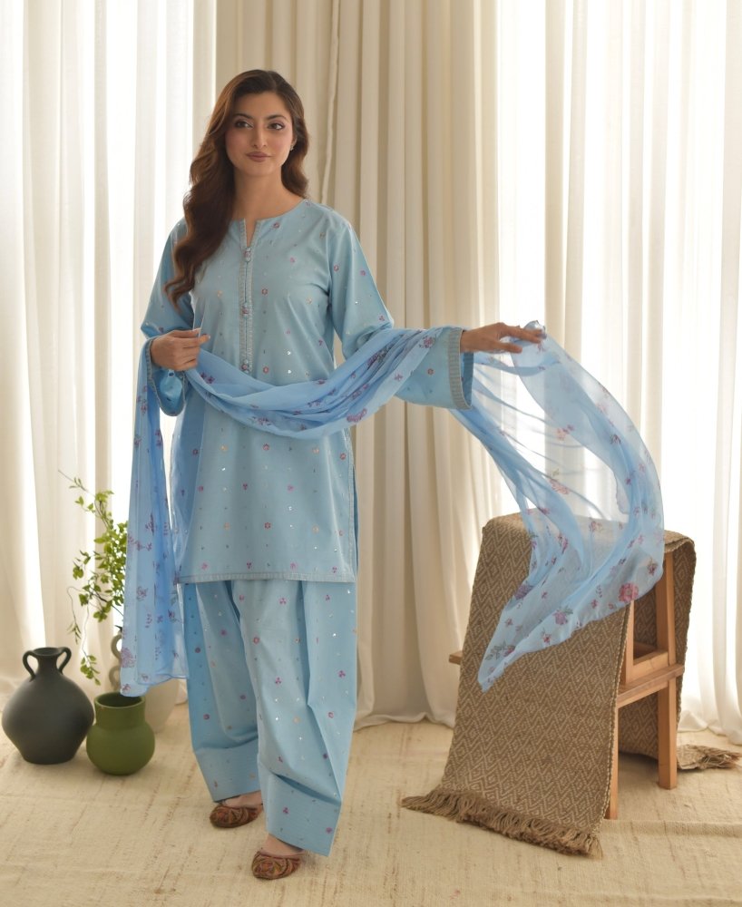 3PC EMBROIDERED LAWN SUIT - SR-768 - Rangoli Store